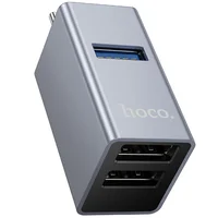Переходник HUB Hoco HB54A 3in1 (Type-C to 2xUSB2.0+USB3.0) Metal grey