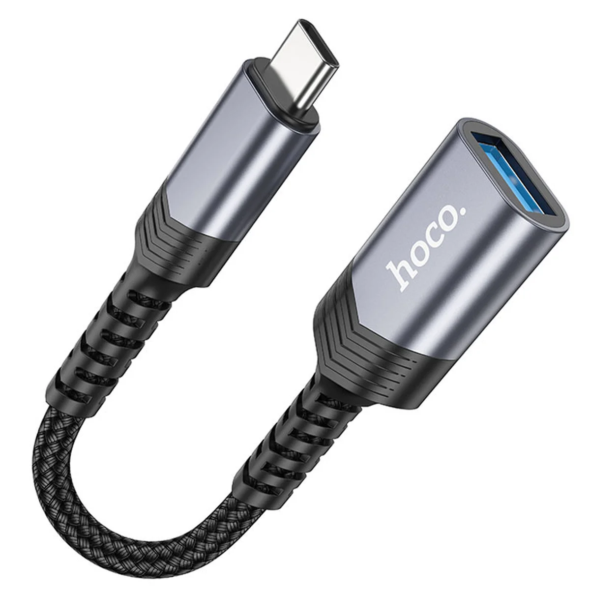 Переходник Hoco UA24 Type-C male to USB female 3.0 Metal gray