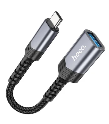 Переходник Hoco UA24 Type-C male to USB female 3.0 Metal gray