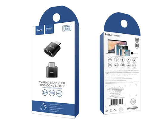 Переходник Hoco UA5 Type-C to USB Черный