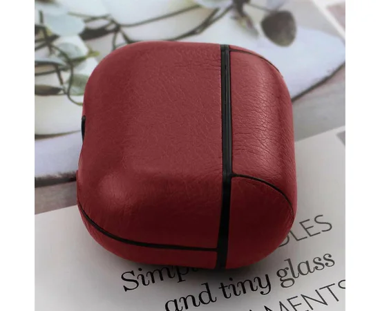 Кожаный футляр Leather series для наушников AirPods Pro Красный