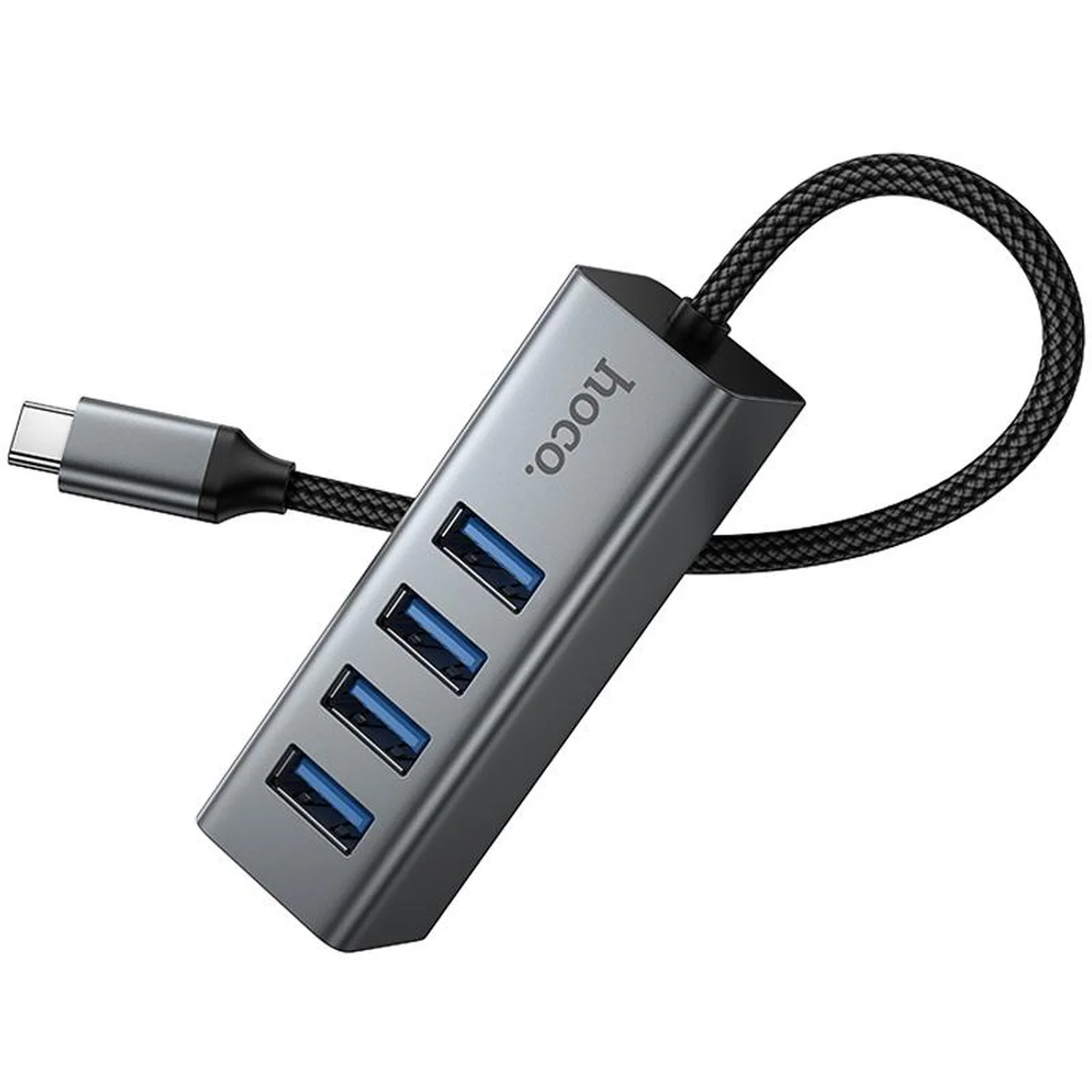 Перехідник HUB Hoco HB1C 4in1 (Type-C to 4xUSB 3.0) (0.2m) Metal gray