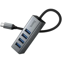 Перехідник HUB Hoco HB1C 4in1 (Type-C to 4xUSB 3.0) (0.2m) Metal gray