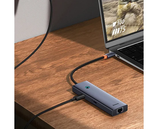 Переходник Baseus Hub UltraJoy 7-Port (Type-C to HDMI4K@60Hz+USB3.0*2+PD+SD/TF3.0+3.5mm) (B0005280) Slate Grey