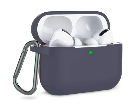 Силіконовий футляр з карабіном для навушників AirPods Pro Синій / Midnight Blue
