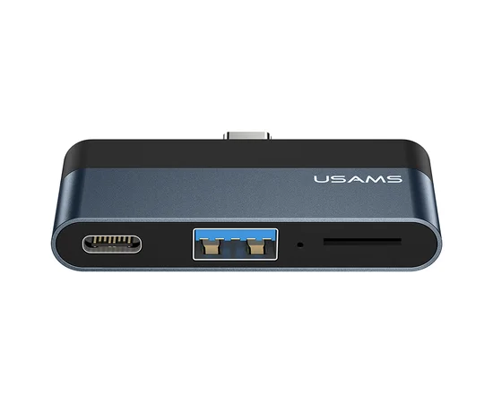 Переходник HUB Usams US-SJ491 Type-C Mini Hub (Type-C + USB + Micro SD) Темно-серый