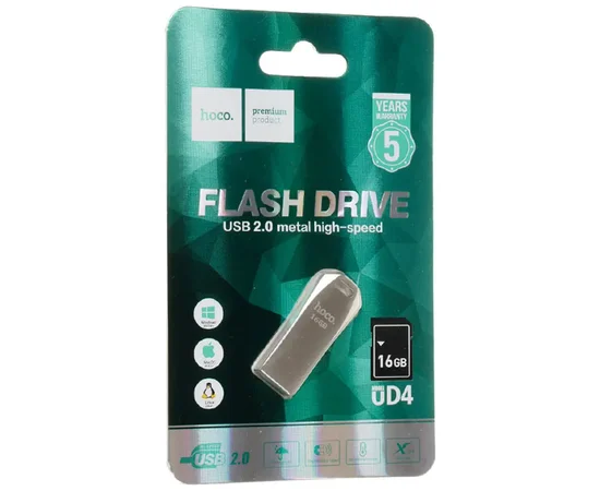 Флеш накопитель USB 2.0 Hoco UD4 16GB Серебряный