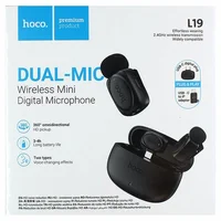 Петличный беспроводной микрофон Hoco L19 Graceful dual-mic 2in1 (Lightning/Type-C) Black