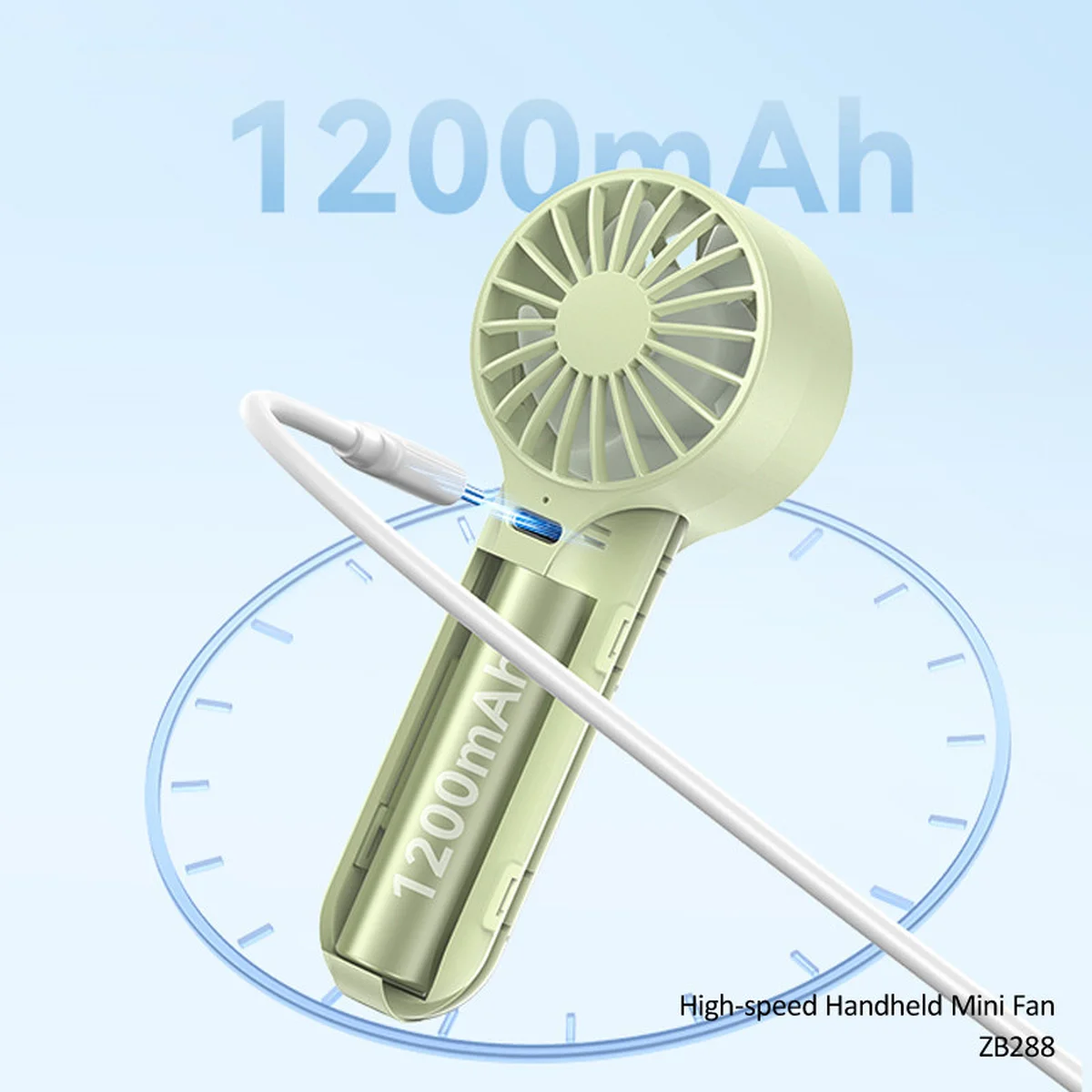 Портативный вентилятор Usams ZB288 Handheld mini fan 1200 mAh Green