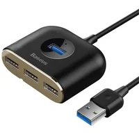 Переходник HUB Baseus Square round 4-in-1 UBS3.0 1m (CAHUB-AY) Black