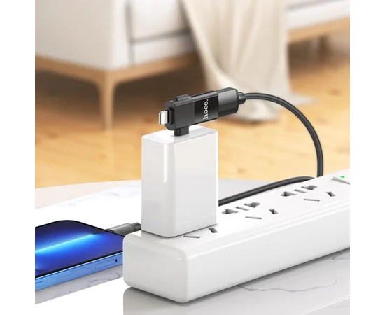Переходник Hoco UA17 2in1 Lightning Male/Type-C Male to USB female Black