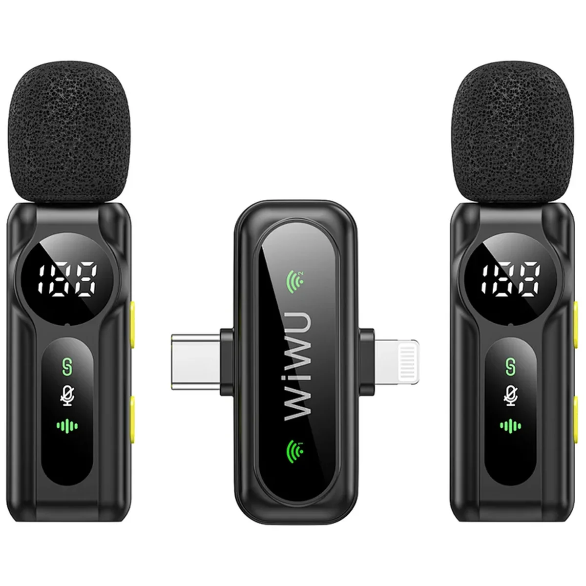 Петличный беспроводной микрофон WIWU WM007 Dual-mic (Lightning/Type-C) Black