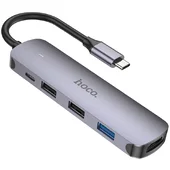 Переходник HUB Hoco HB27 10-Port (Type-C to HDTV+USB3.0+PD+2xUSB2.0) Metal gray