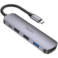 Переходник HUB Hoco HB27 10-Port (Type-C to HDTV+USB3.0+PD+2xUSB2.0) Metal gray