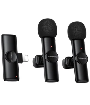 Петличный беспроводной микрофон Borofone BFK16A Winner dual-mic Type-C Black