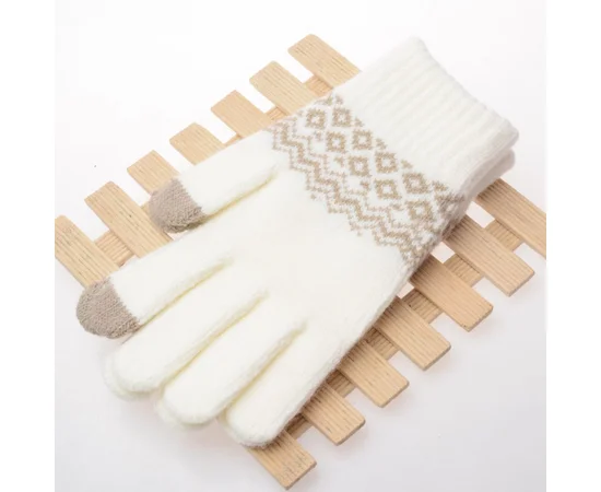 Перчатки сенсорные SHOU с узором Белый