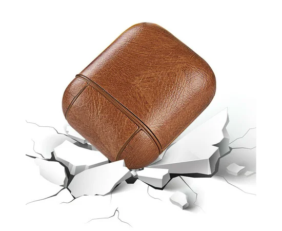 Кожаный футляр Leather series для наушников AirPods Светло-коричневый