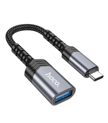 Переходник Hoco UA24 Type-C male to USB female 3.0 Metal gray