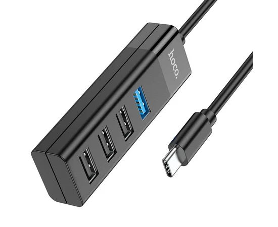 Переходник Hoco HB25 Easy mix 4in1 (Type-C to USB3.0+USB2.0*3) Черный
