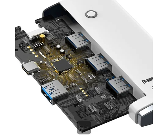 Переходник HUB Baseus Lite Series 4-Port USB-A HUB Adapter (USB-A to USB 3.0*4) 25cm (WKQX) Белый