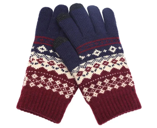 Перчатки сенсорные Color Series с узором Бордовый / Синий