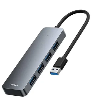 Перехідник HUB Baseus UltraJoy Series Lite 4-Port (USB-A to 4xUSB3.0+Type-C) (1m) (B0005280B811-02) Space Grey