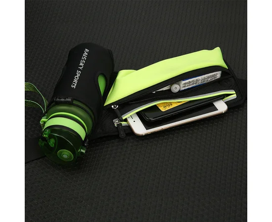 Спортивная сумка на пояс Haissky с карманом для бутылки Зеленый