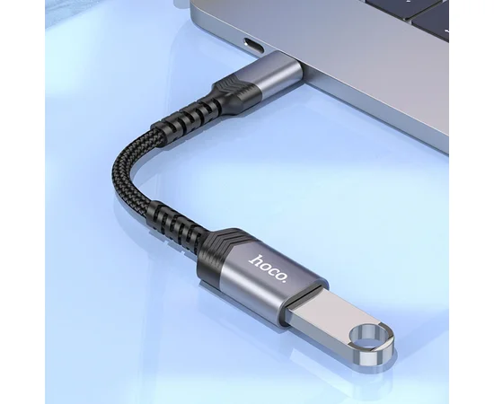 Переходник Hoco UA24 Type-C male to USB female 3.0 Metal gray
