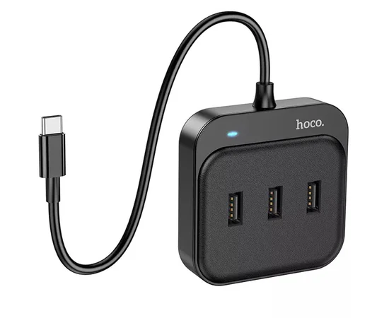Переходник HUB Hoco HB31 Easy 4-in-1 (Type-C to USB3.0*4) (L=0.2m) Black