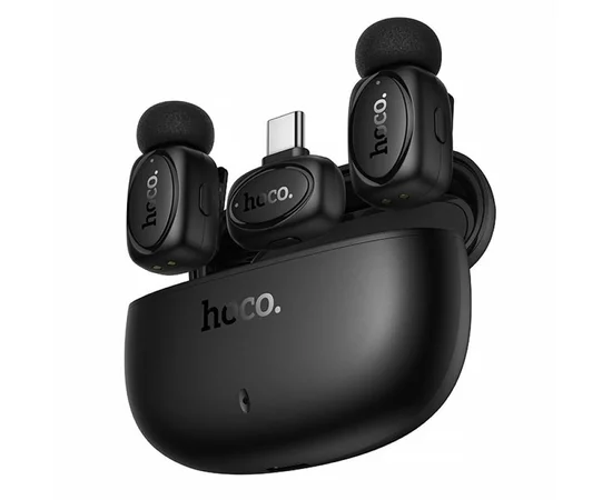 Петличный беспроводной микрофон Hoco L19 Graceful dual-mic 2in1 (Lightning/Type-C) Black