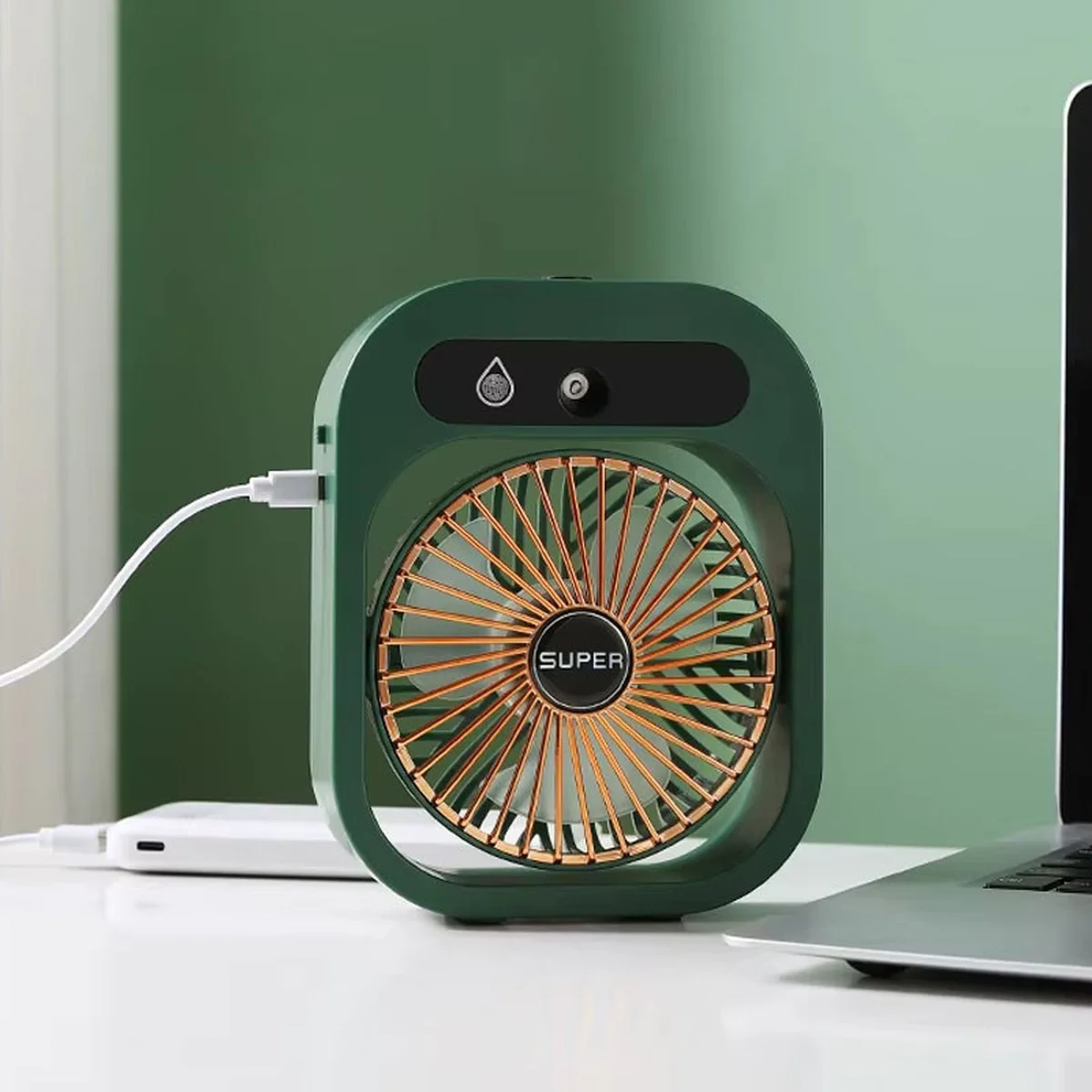 Настольный вентилятор Q8 с водяным охлаждением 1200 mAh Green