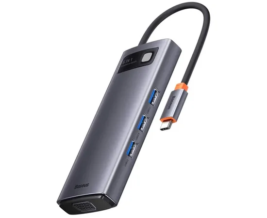 Переходник HUB Baseus Metal Gleam Series 6-in-1 Multifunctional Type-C (WKWG080013) Gray