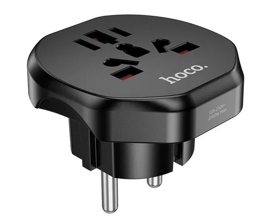 Сетевой универсальный переходник Hoco AC6 3in1 (EU) Black