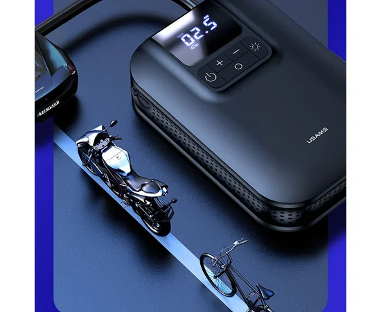 Портативный автокомпрессор для шин Usams US-ZB215 Mini Car 5000 mAh Черный