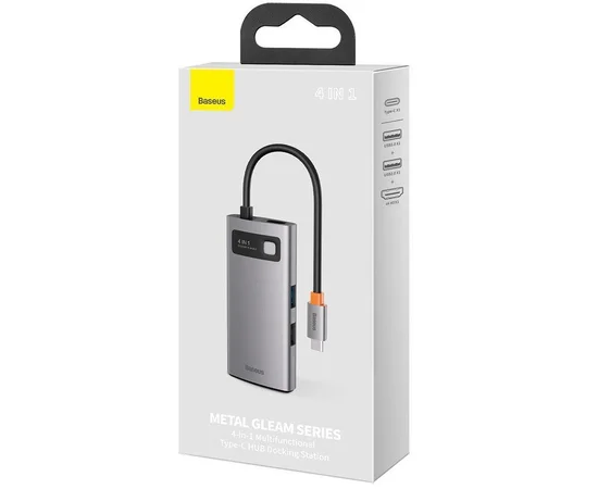 Перехідник HUB Baseus Metal Gleam Series 4-in-1 Type-C (CAHUB-CY) Gray
