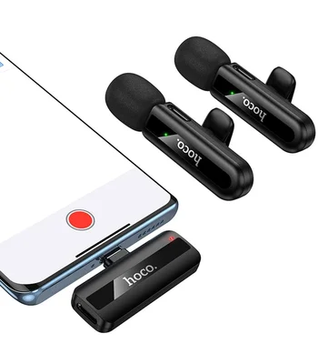 Петличний бездротовий мікрофон Hoco L20A Mini Voice (Lightning/Type-C) 60 mAh Black