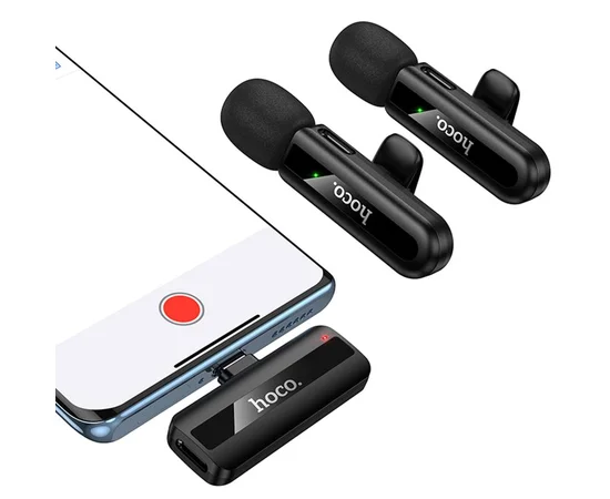 Петличный беспроводной микрофон Hoco L20A Mini Voice (Lightning/Type-C) 60 mAh Black