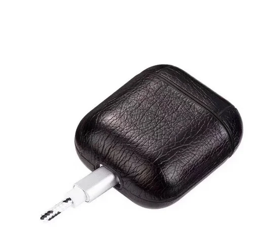 Кожаный футляр Leather series для наушников AirPods Черный