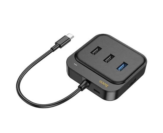 Переходник HUB Hoco HB38 Easy link 7-in-1 Multiport Adapter(HDTV+SD/TF+USB3.0+USB2.0*2+PD100W) Black