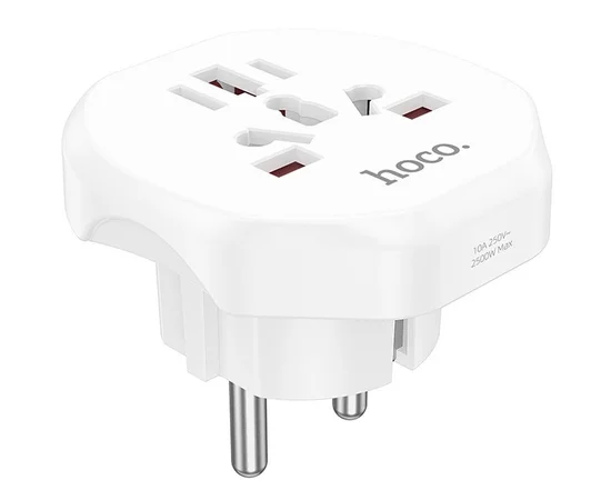 Сетевой универсальный переходник Hoco AC6 3in1 (EU) White