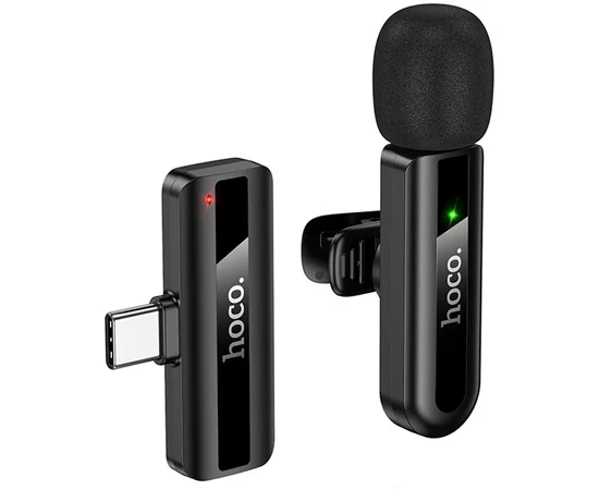 Петличный беспроводной микрофон Hoco L20 Fair Type-C Black
