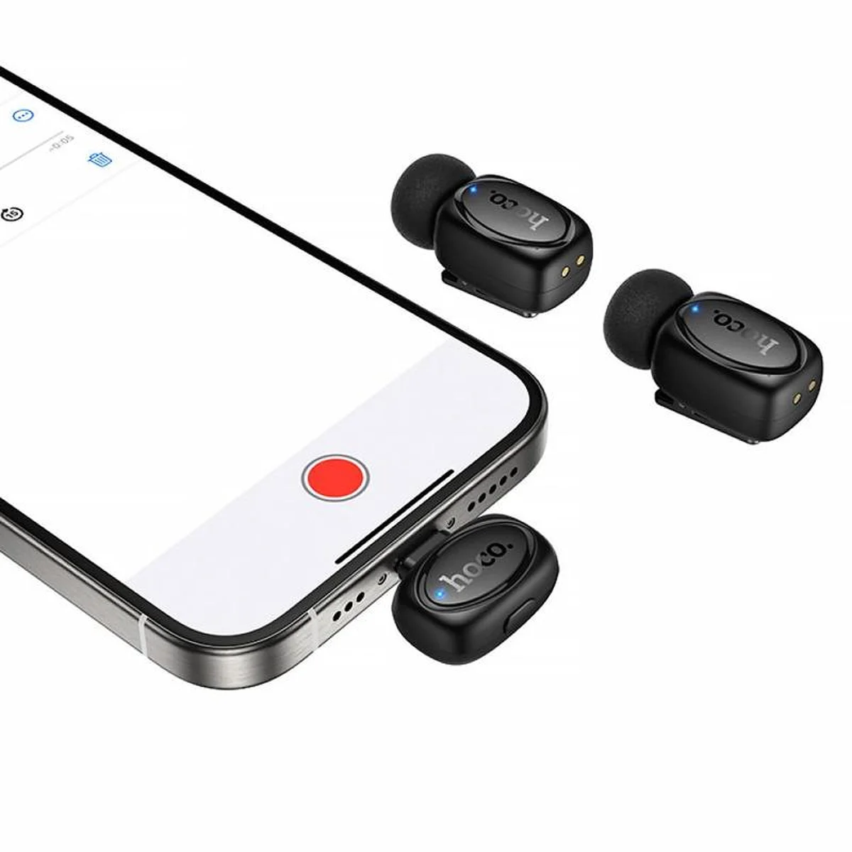 Петличний бездротовий мікрофон Hoco L19 Graceful dual-mic 2in1 (Lightning/Type-C) Black