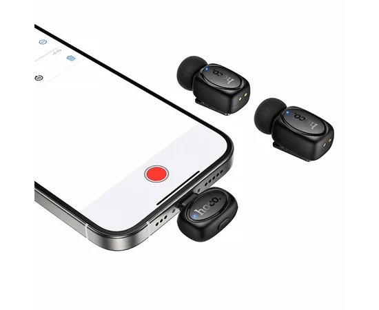 Петличный беспроводной микрофон Hoco L19 Graceful dual-mic 2in1 (Lightning/Type-C) Black