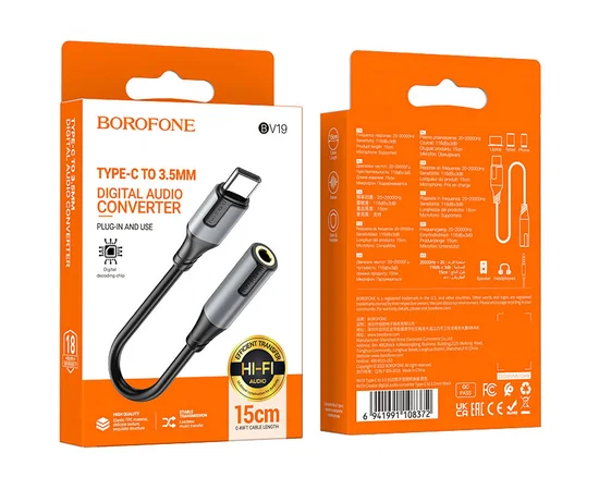 Переходник Borofone BV19 Creator Type-C to 3.5mm Black