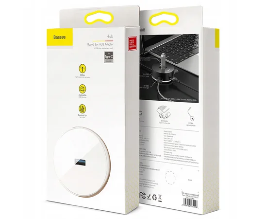 Перехідник HUB Baseus Round Box Type-C to USB 3.0 + 3USB 2.0 (CAHUB-G) Білий