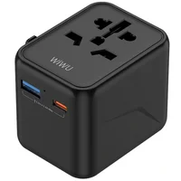 Сетевой универсальный переходник WIWU UA012 Warrior 12W + 1USB-A/1C Black