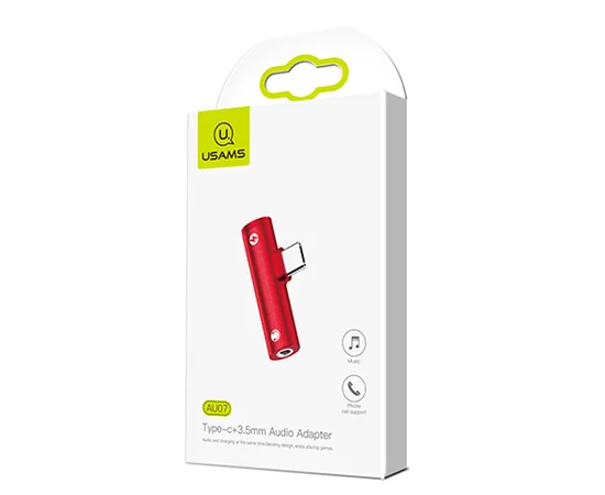 Переходник Usams US-SJ277 AU07 Type-C to Aux 3.5mm Красный