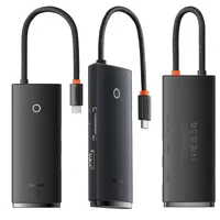 Переходник HUB Baseus Lite Series 6in1 (Type-C to HDMI+2xUSB3.0+Type-C Data+SD/TF) (WKQX050001) Black