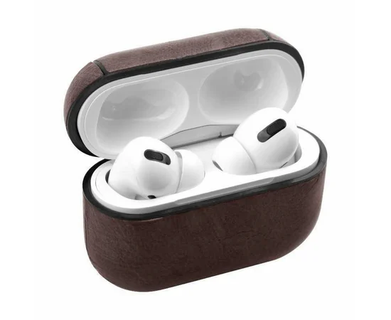 Кожаный футляр Leather series для наушников AirPods Pro Коричневый