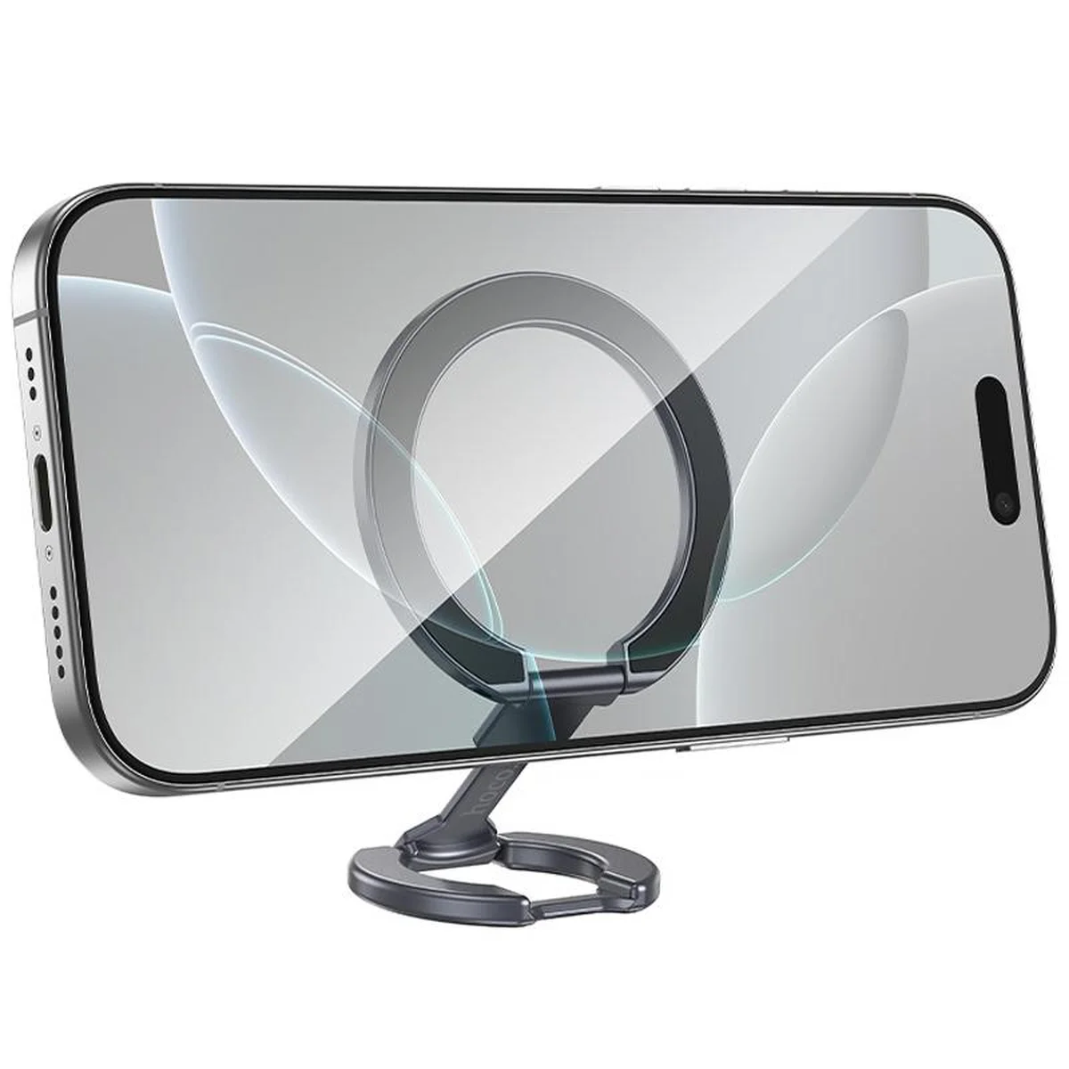 Магнитный держатель для телефона Hoco GH9 Double-ring Metal gray